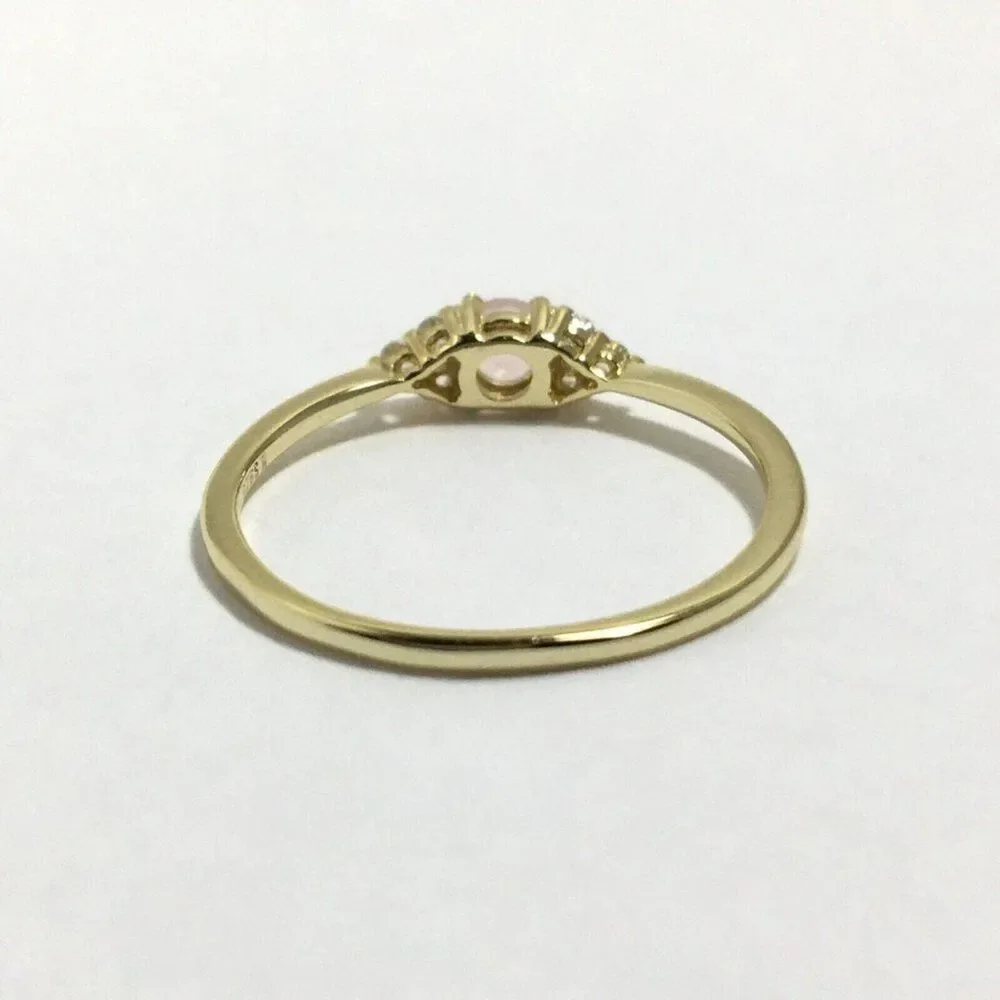 Sterling Silver Ring Size 7 Yellow Gold Plated Pink Lab Created Cubic Zirconia